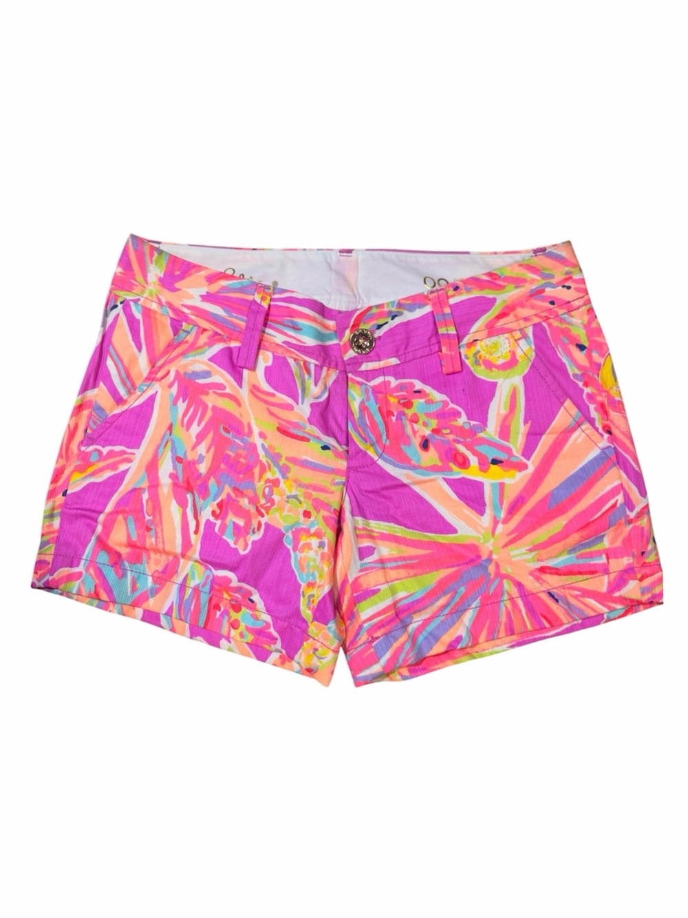 Lilly Pulitzer Neon Pink Tropical Print Bermuda Shorts